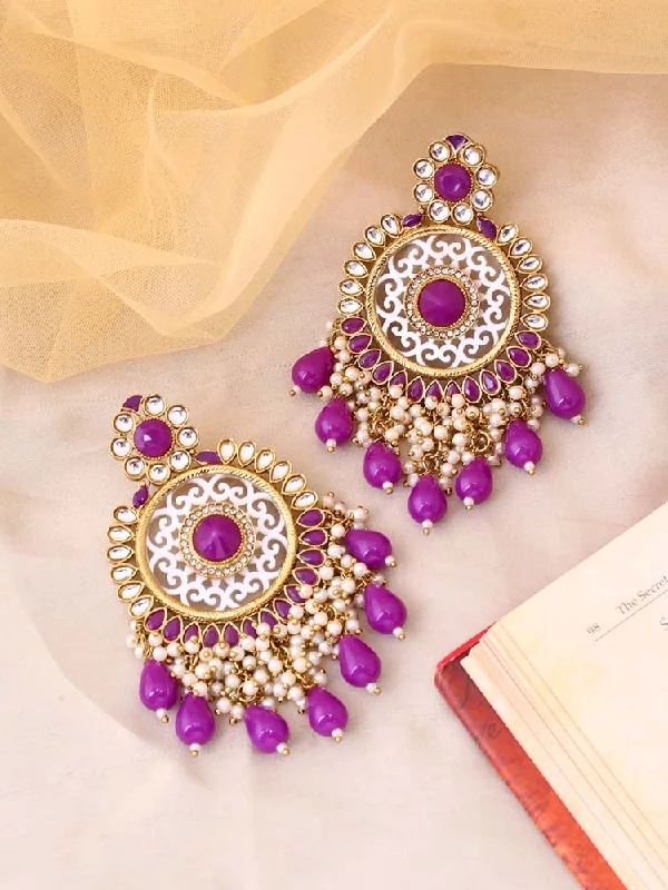 women designer hoop earrings -Purple Miraya Chandbalis