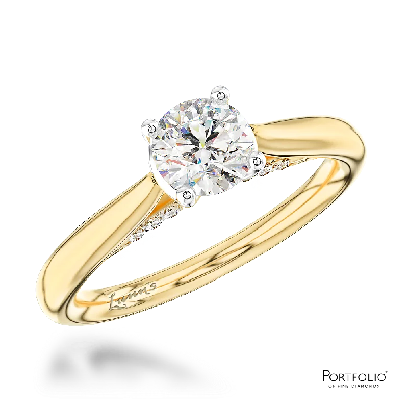 women birthstone rings for women -Solitaire 0.50ct F SI1 Diamond Yellow Gold/Platinum Ring