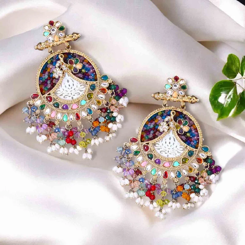 women chic drop earrings -Multicolor Fareena Chandbalis