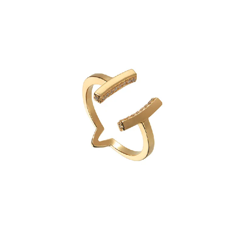 women silver-plated rings -Yellow Gold Cuff Ring