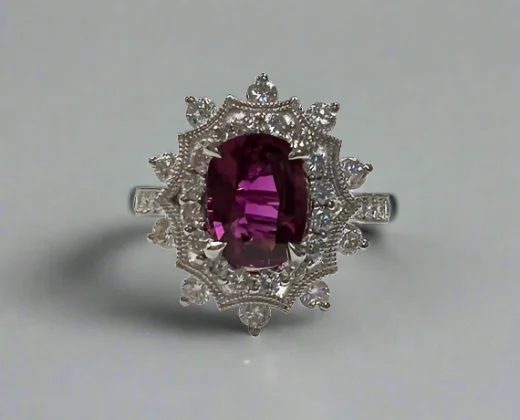 women gold rings -Delaney 2.14 Carats Ruby Oval Cut Gemstone Rings in 18k White Gold By Mike Nekta NYC