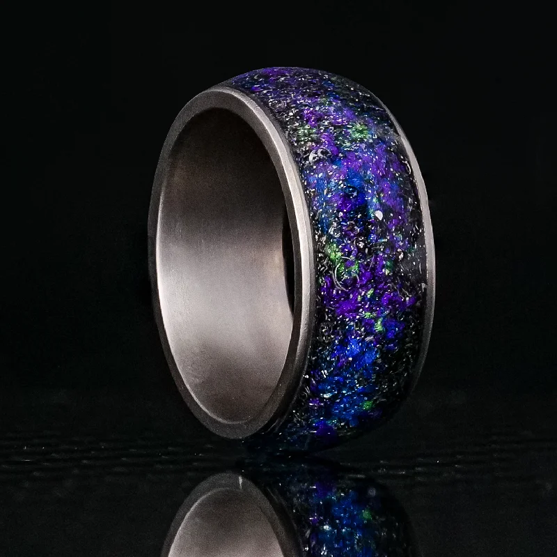 women stackable rings -Starry Night Halo Glowstone Ring on Titanium