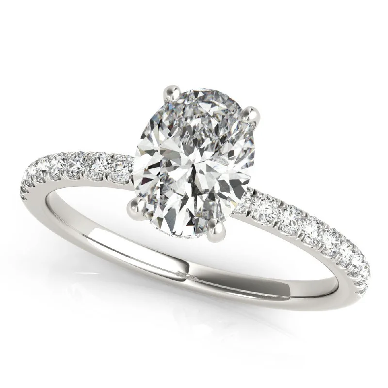 women vintage engagement ring sets -Ciara Oval Hidden Halo Engagement Ring