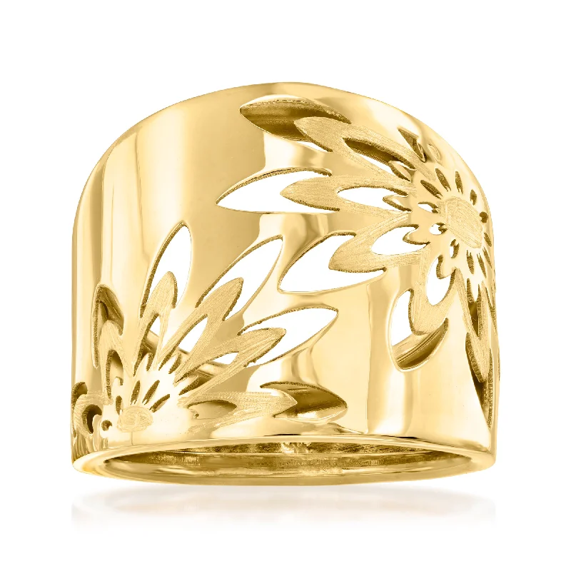 women luxury engagement rings -Ross-Simons Italian 14kt Yellow Gold Openwork Floral Ring