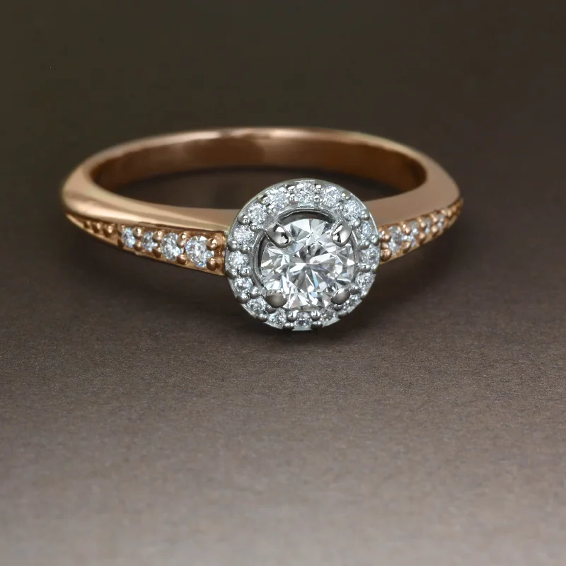 women custom-designed engagement rings -Estate Rose Gold Engagement Ring