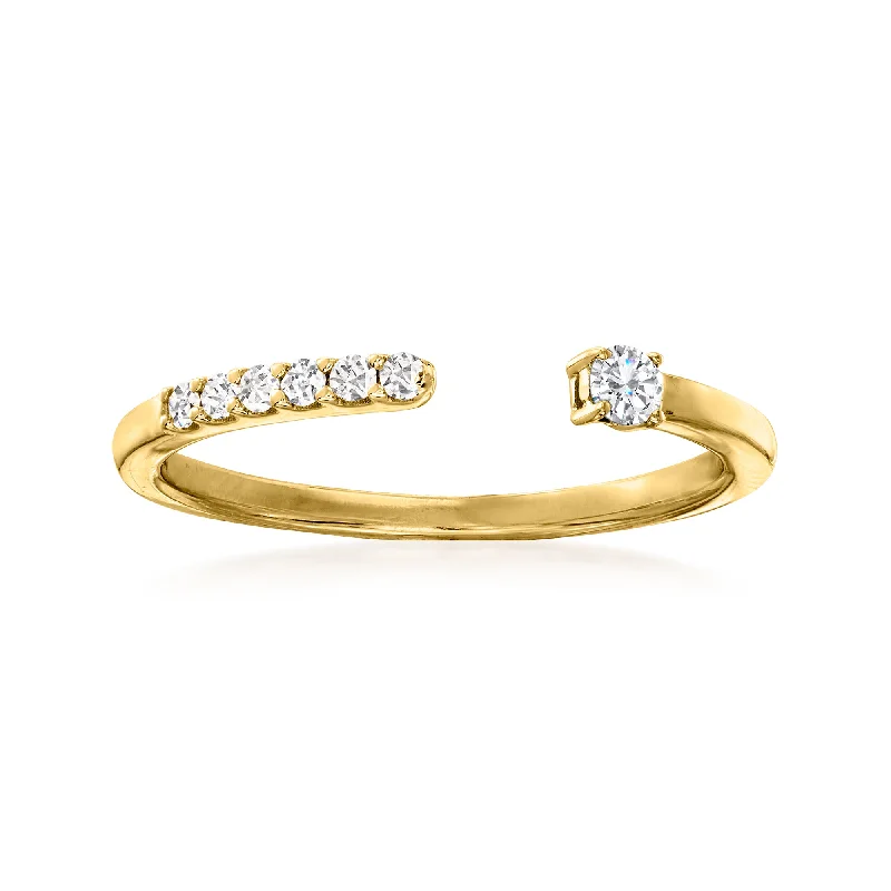 women pave engagement rings -Ross-Simons Diamond Open-Band Ring in 14kt Yellow Gold