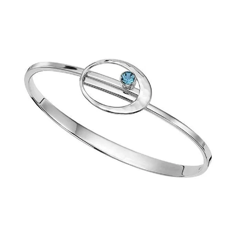 women mixed metal bracelets -Blue Topaz Sterling Silver Bangle Bracelet