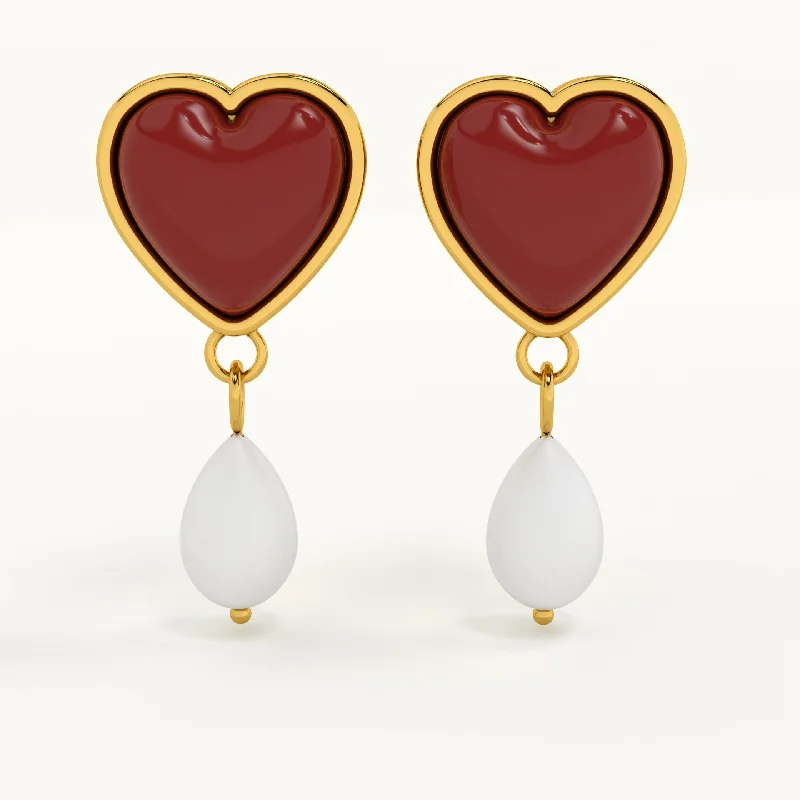 women elegant earrings -Pearly Love Drops Earrings