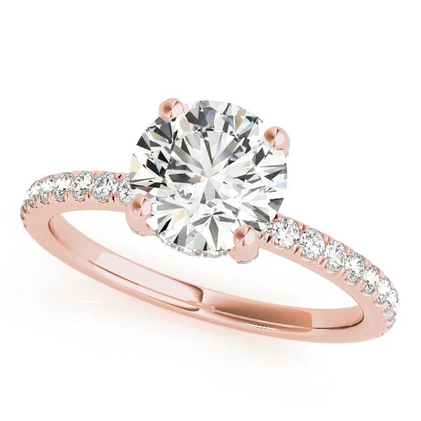 women cushion-cut engagement rings -14kt Rose Gold Single Row Engagement Ring Setting