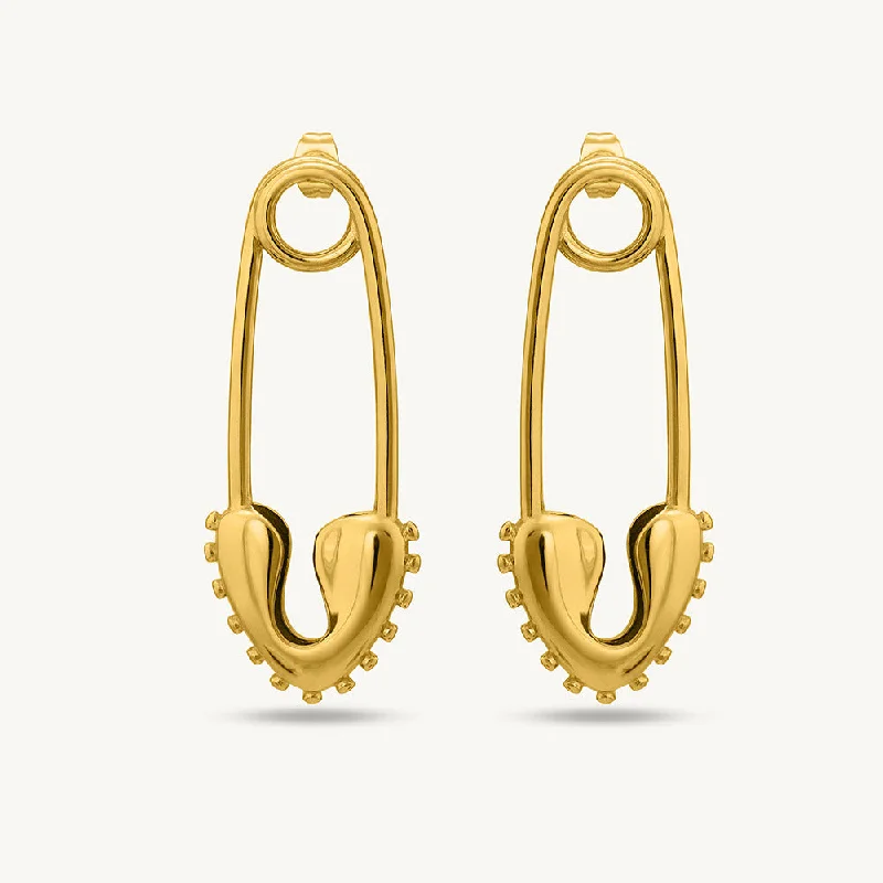 women diamond earrings -Minimalist Safety Pin Hoop Earrings