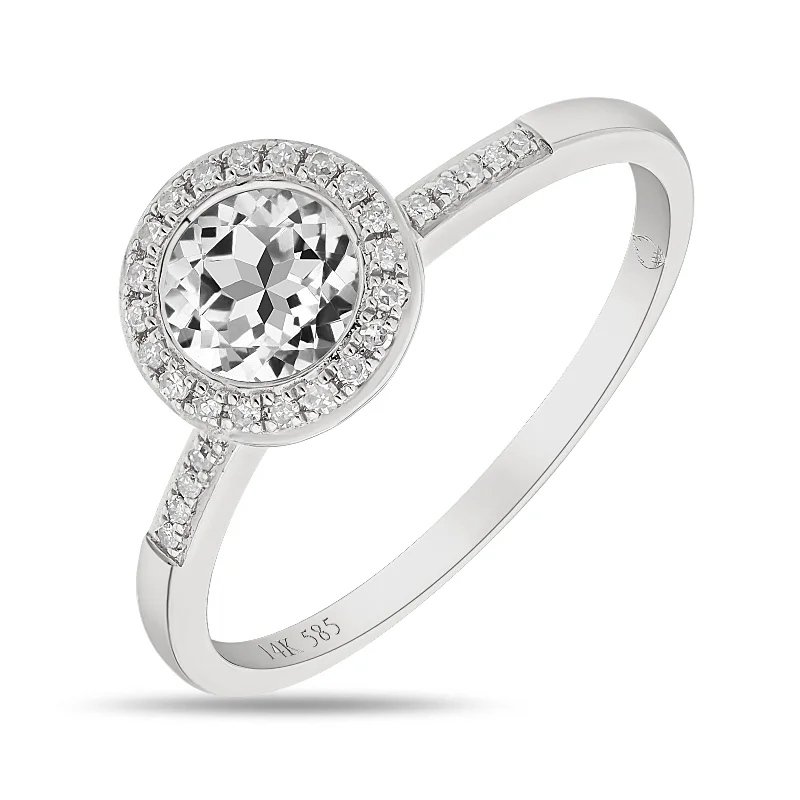 women custom-designed engagement rings -14K White Gold 0.08ct Diamond Ring