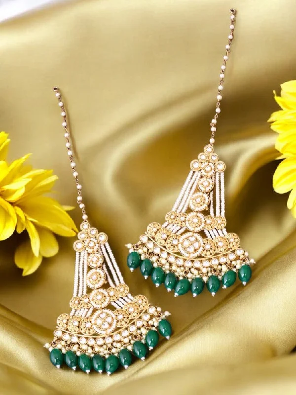 women crystal earrings -Emerald Saavi Sahara Chandbalis