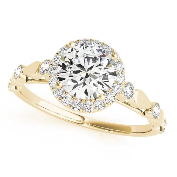 women unique engagement rings -18kt Yellow Gold Halo Engagement Ring Setting