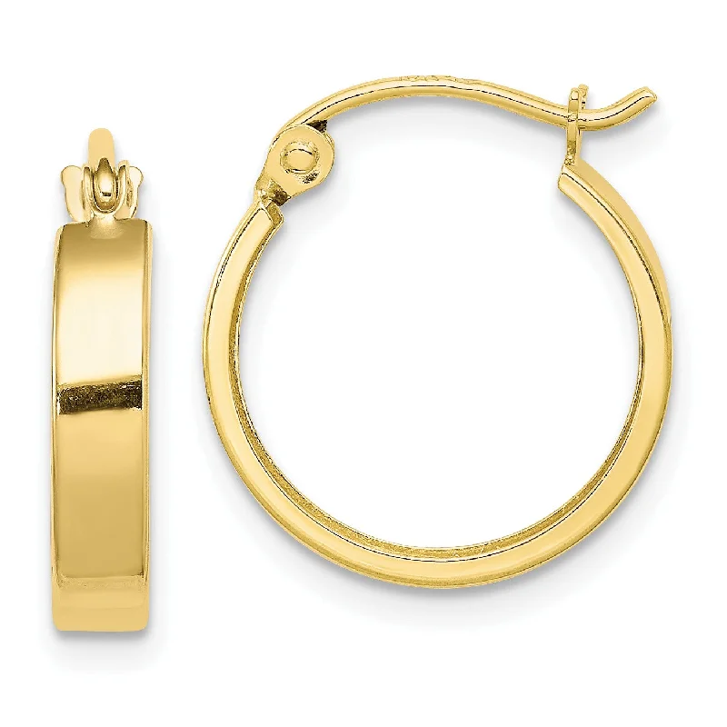 women luxury gold earrings -10KT Yellow Gold 3X15MM Hoop Earrings