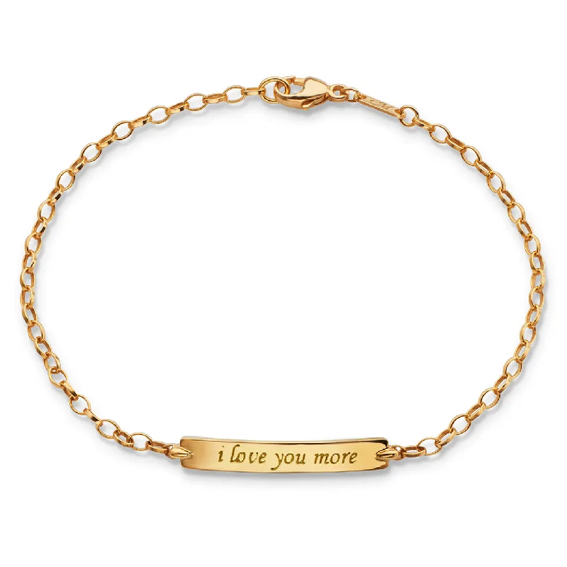 women pearl bangles -18K Yellow Gold "I Love You More" Petite Poesy Bracelet