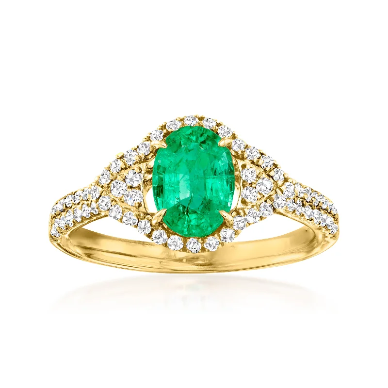 women luxurious engagement rings -Ross-Simons Emerald and . Diamond Ring in 14kt Yellow Gold