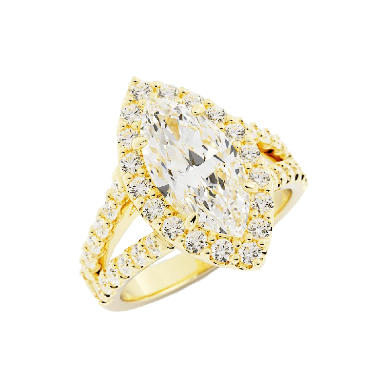 women diamond solitaire wedding rings -2.3 Carat Marquise Cut Diamond Engagement Ring 14k Yellow Gold