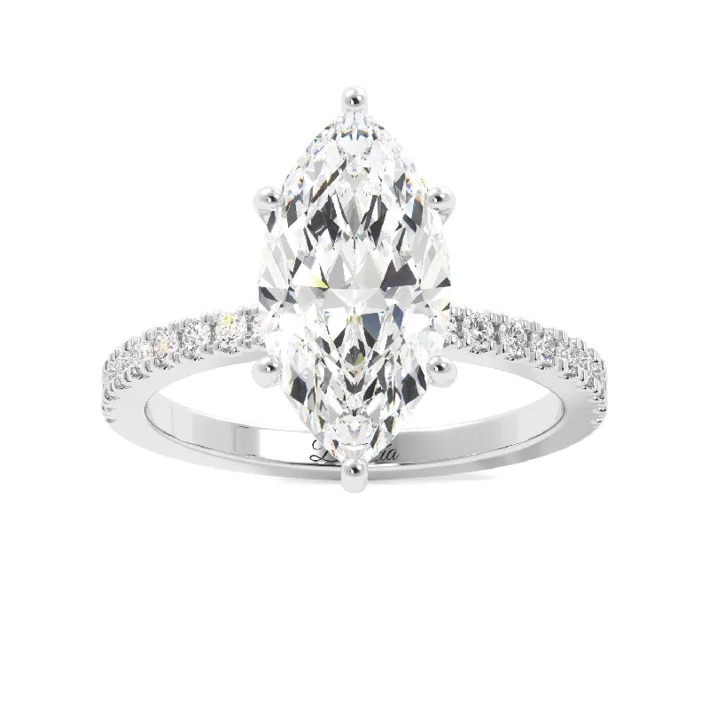 women affordable engagement rings -Marquise Cut Half Eternity Engagement Ring