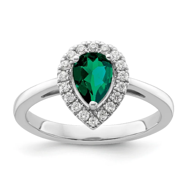 women heart-cut rings -Emerald Diamond Halo Ring