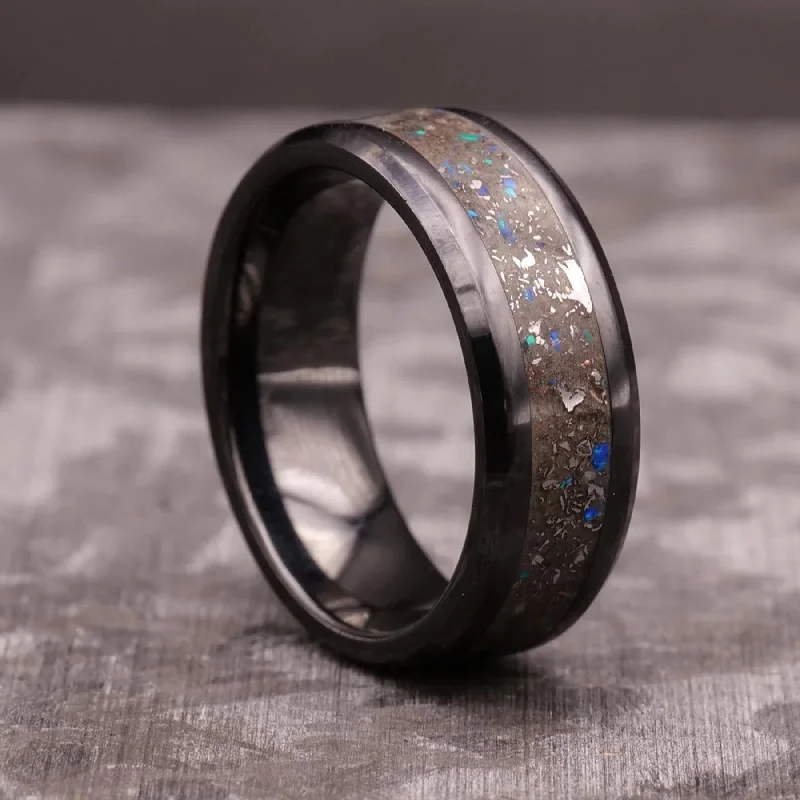 women sterling silver rings -Star Dust™ Ring in Black Ceramic