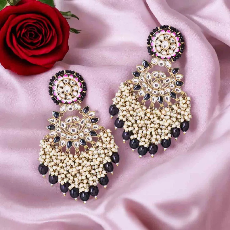 women sparkling earrings -Jet Shalani Chandbalis