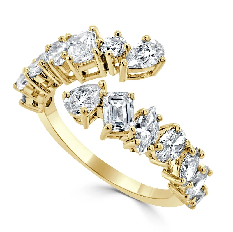 women cocktail rings -14k Gold & Fancy-Shape Diamond Wrap Ring