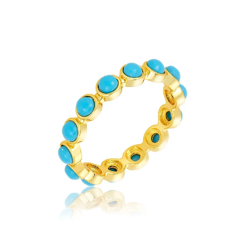 women elegant engagement rings -Adornia Adornia 4mm Bezeled Turquoisette Eternity Band Ring