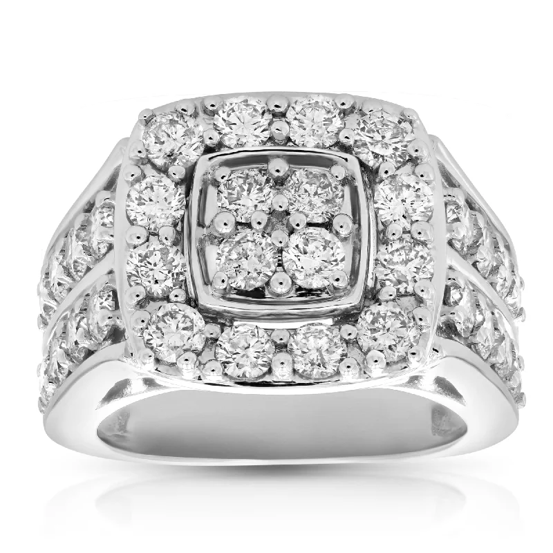 women floral engagement rings -3 cttw Diamond Engagement Ring Cushion Shape 14K White Gold Bridal Wedding