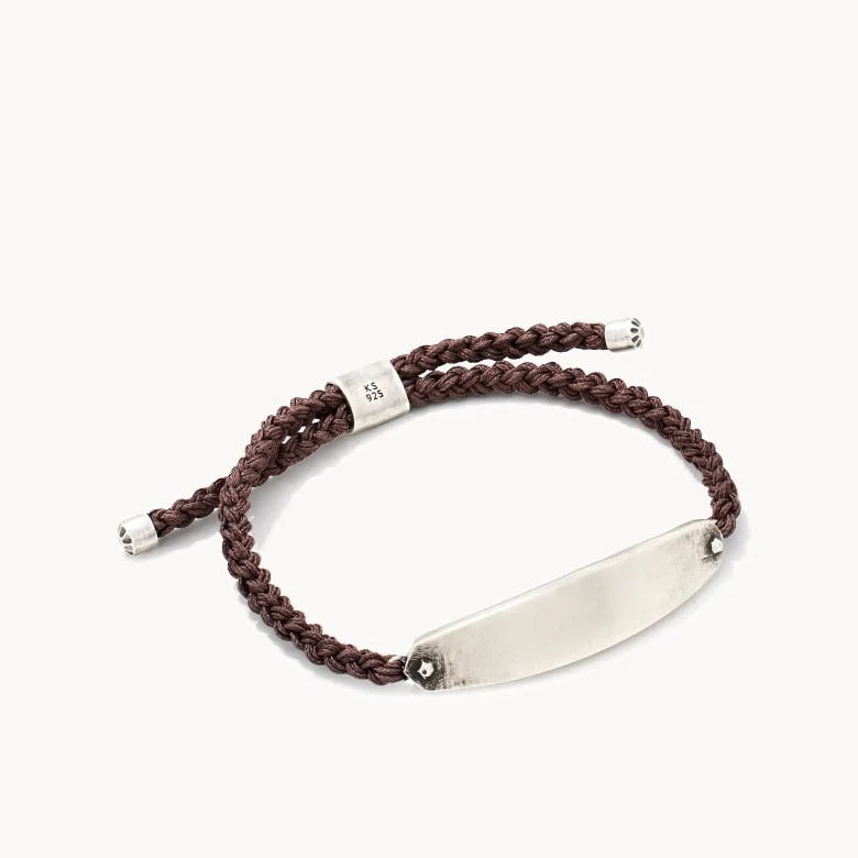 women personalized bracelets -Scott Bros. Robert Oxidized Sterling Silver Corded Bracelet In Dark Taupe