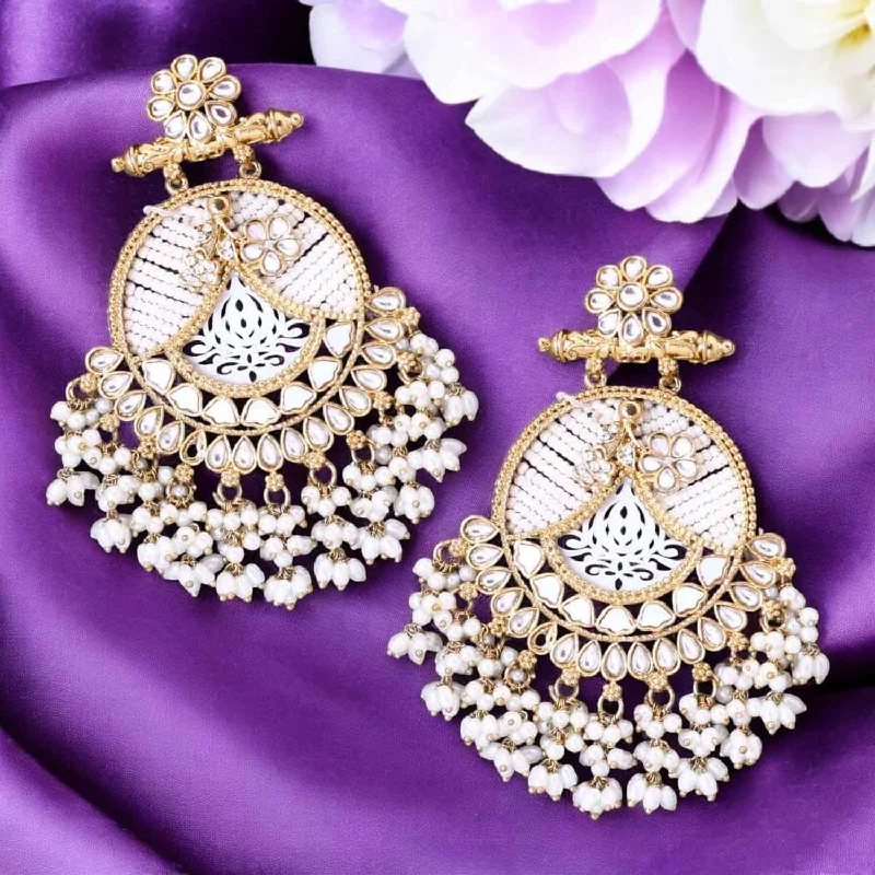 women artistic earrings -Ivory Fareena Chandbalis