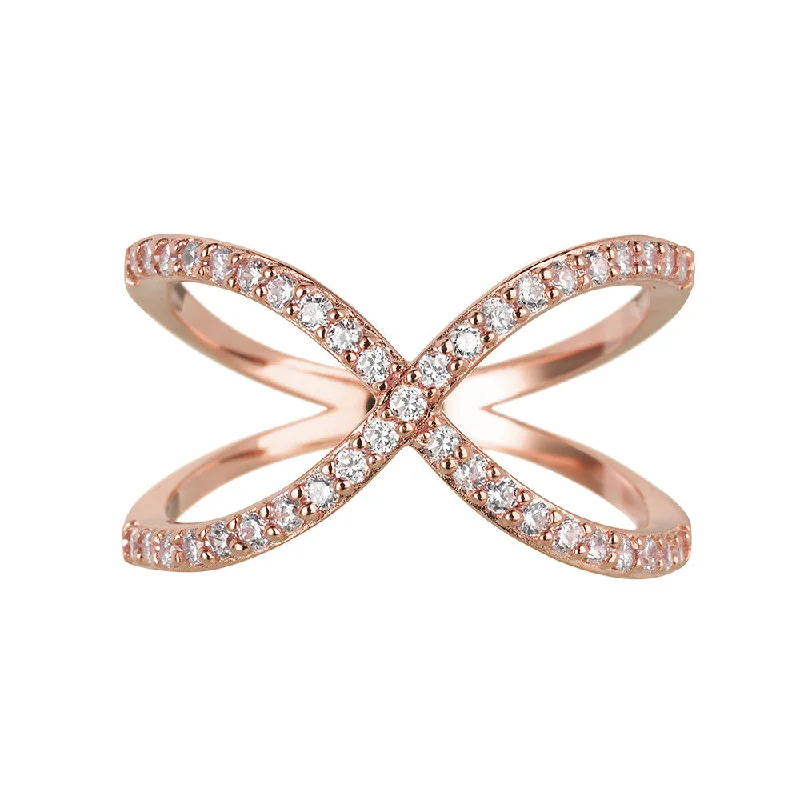 women commitment rings -Rose Gold Crossover Ring