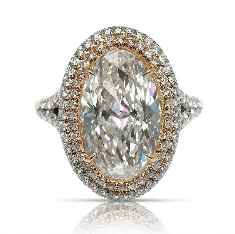 women luxury engagement rings -IRMA 7 CARAT OVAL CUT E COLOR VVS1 CLARITY PINK HALO DIAMOND ENGAGEMENT RING PLATINUM & 18K GOLD GIA CERTIFIED 5 CT E VVS1 BY MIKE NEKTA