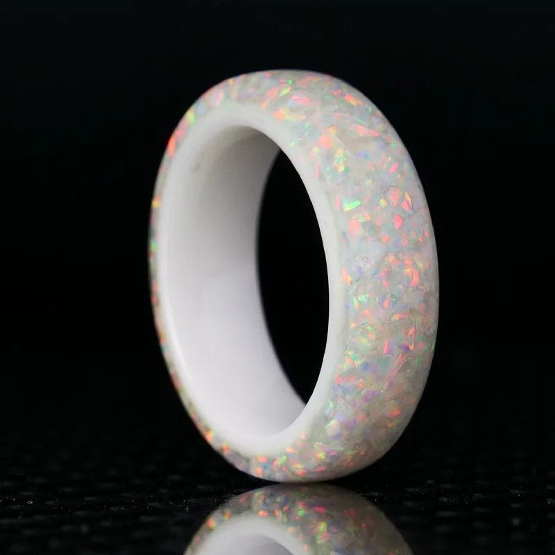 women birthstone rings -Pearl White Opal Dust Glowstone Ring