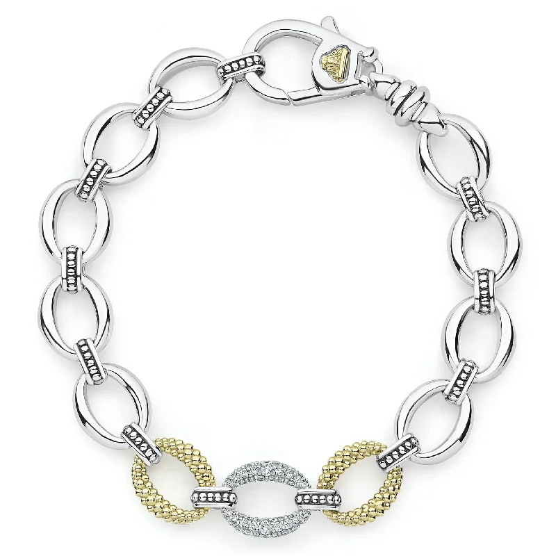 women chic bangle bracelets -Lagos Caviar Lux Single Station Diamond Link Bracelet