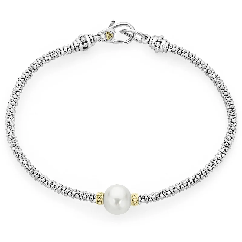 women leather bracelets -Lagos Luna Single Pearl Caviar Bracelet