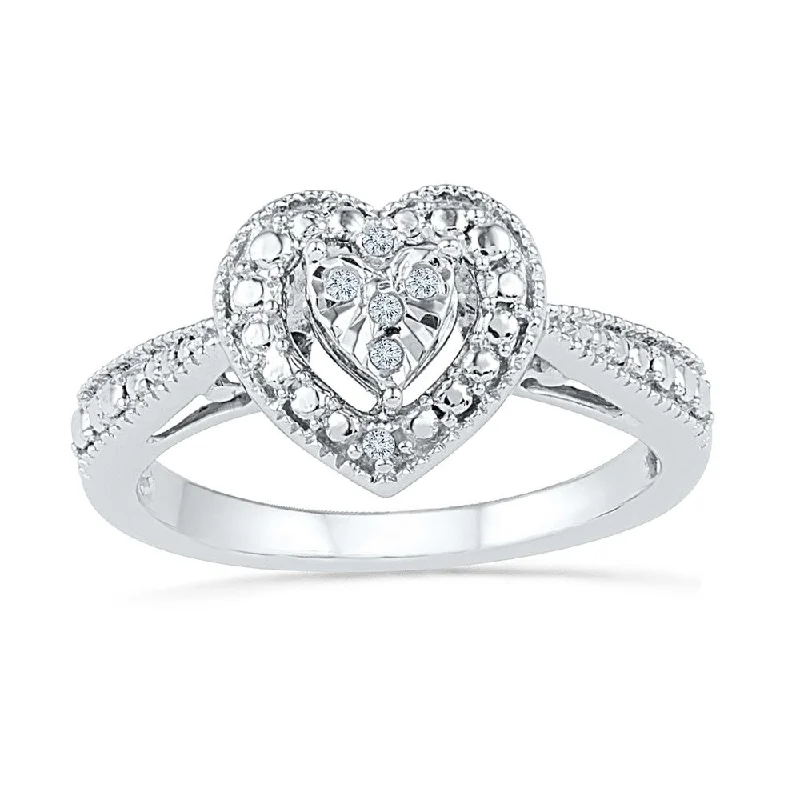 women vintage diamond rings -Diamond Heart Ring