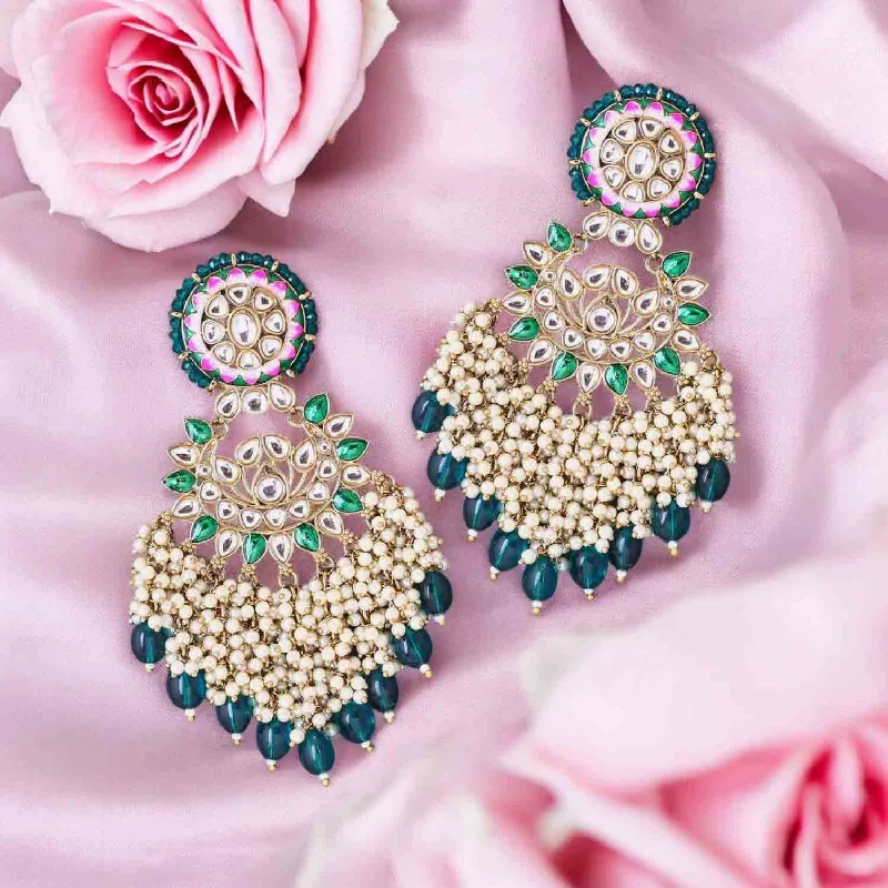 women dazzling earrings -Emerald Shalani Chandbalis