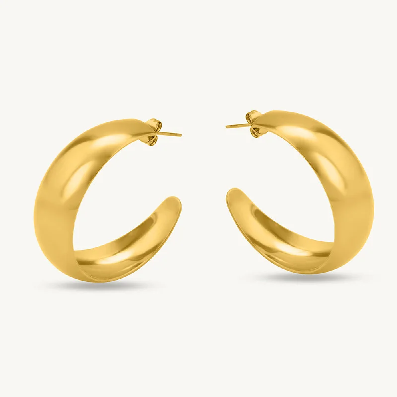 women custom earrings -Statement Gold Hoop Earrings