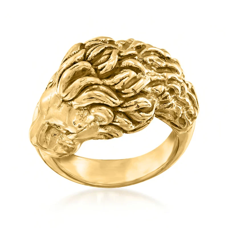 women custom engagement ring designs -Ross-Simons Italian 18kt Yellow Gold Lion Head Ring