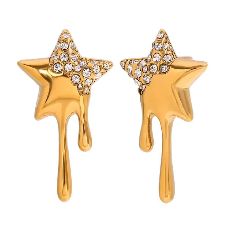 women vintage earrings -Dripping Star Drop Earrings