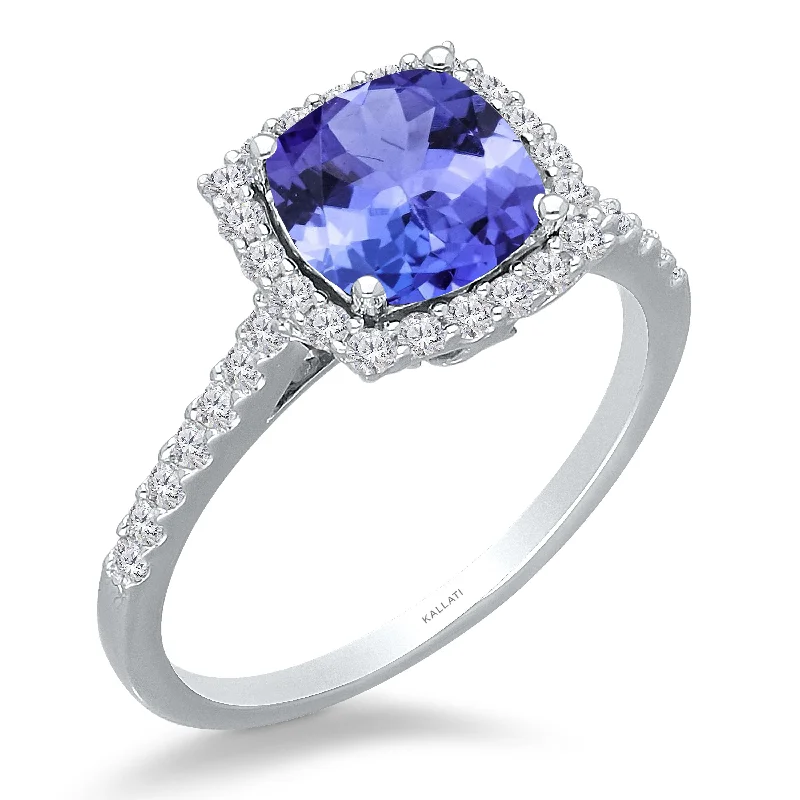 women infinity rings -Kallati Tanzanite Diamond Halo Ring