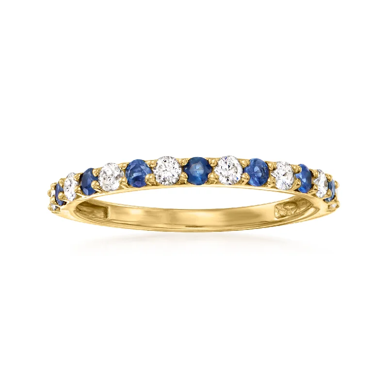 women antique engagement rings -Ross-Simons Sapphire and . Diamond Ring in 14kt Yellow Gold