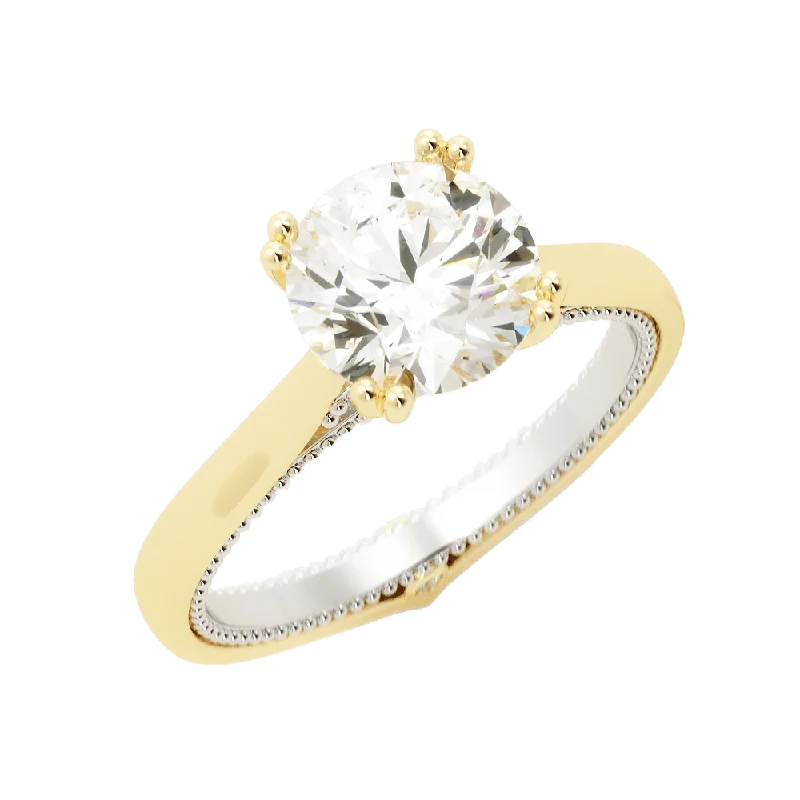 women simple gold engagement rings -2.9 Carat Round Cut Diamond Engagement Ring 14k Yellow/White Gold