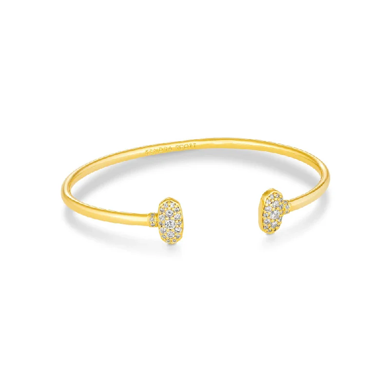 women luxury bangles -Kendra Scott Grayson Cuff Bracelet in White Crystal