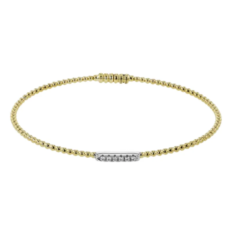 women pearl bangles -Simon G. 18k Two-Tone Beaded Bangle Bracelet